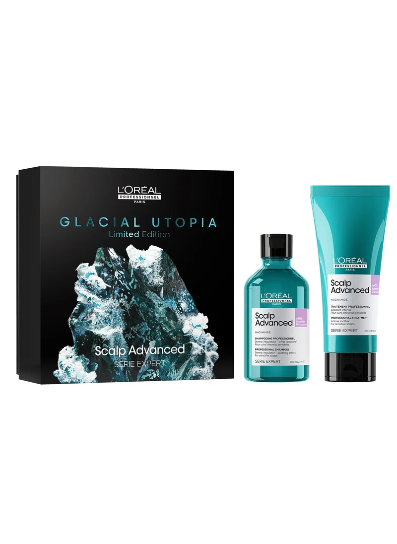 L'Oréal Professionnel Scalp Advanced: Anti-discomfort Glacial Utopia Duo Set, Shampoo 300ml & Treatment 200ml, 20% Savings