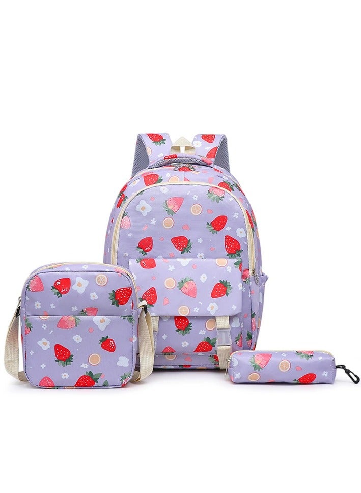 Cute and practical 3-piece wood school backpack set, shoulder bag and pencil case for kids and girls - Image 1