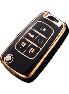 Rubik Rubik 5 Buttons Soft TPU Key Fob Cover for GMC Chevrolet Camaro Cruze Equinox Malibu Sonic Terrain, Premium Remote Control Protection Shell Case - Black  - Image 1