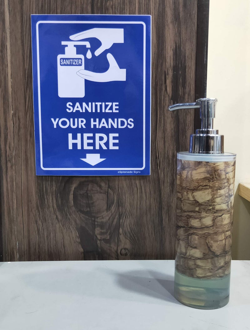 eSplanade Sanitize Your Hands Here Sign Sticker Decal - 2 pcs - Easy to Mount Weather Resistant Long Lasting Ink - 8" x 6" Inches - Image 5