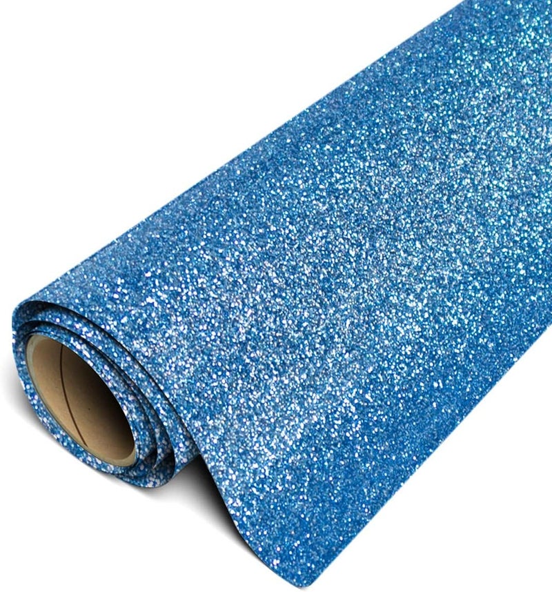 Siser Glitter HTV 12x3ft Roll Old Blue Iron on Heat Transfer Vinyl - Image 1
