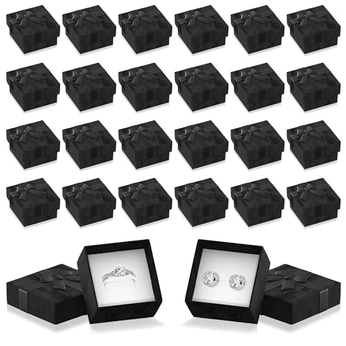 KETAR Ring Boxes Bulk Pack 24 Pcs  Small Ring Box 157x157 Black Cardboard Durable Elegant  Practical for Jewelry Organization Gift Giving  Special Events