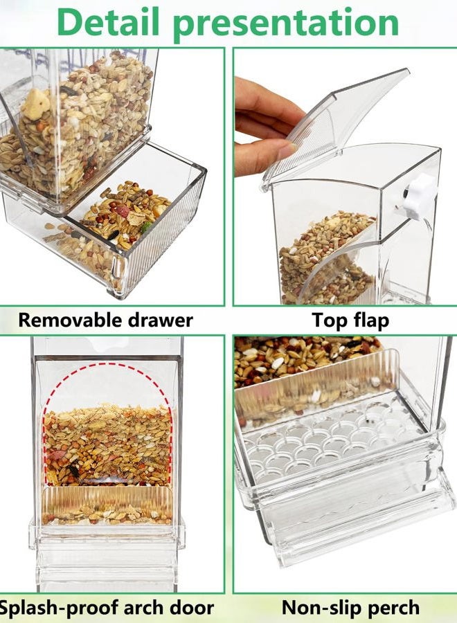 Hamiledyi No Mess Bird Feeder Automatic Transparent Acrylic Parrot Seed Food Container with Perch Bird Cage Accessories for Parakeet Finch Lovebirds Budgies Canary - Image 3