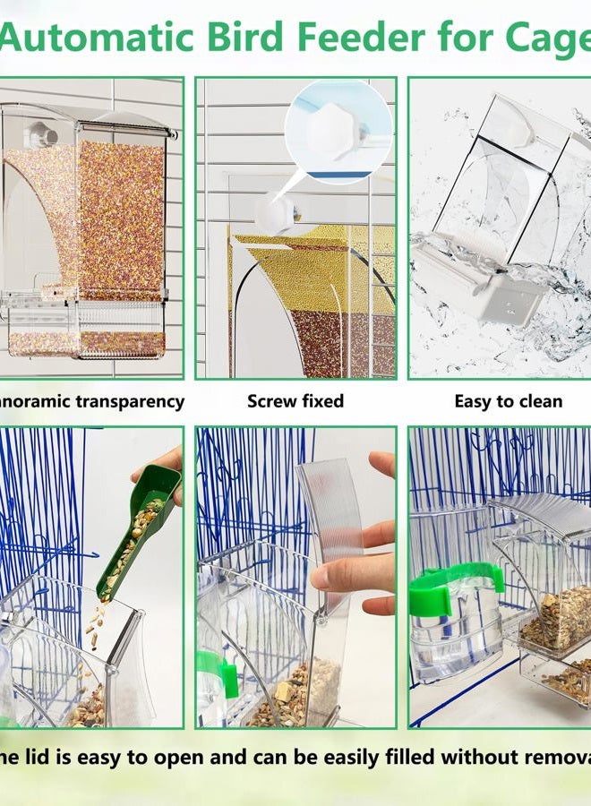 Hamiledyi No Mess Bird Feeder Automatic Transparent Acrylic Parrot Seed Food Container with Perch Bird Cage Accessories for Parakeet Finch Lovebirds Budgies Canary - Image 5