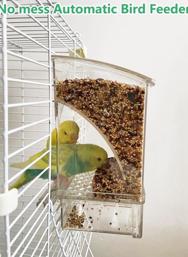Hamiledyi No Mess Bird Feeder Automatic Transparent Acrylic Parrot Seed Food Container with Perch Bird Cage Accessories for Parakeet Finch Lovebirds Budgies Canary - Image 4