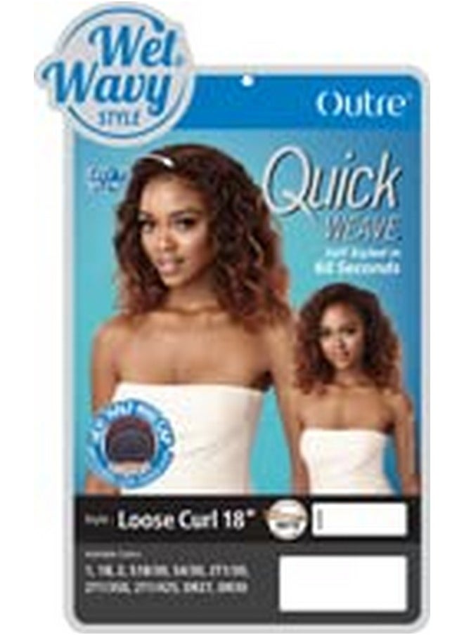 Outre - Synthetic Quick Weave Wet & Wavy Half Wig Loose Curl 18” (1B Off Black) - Image 1