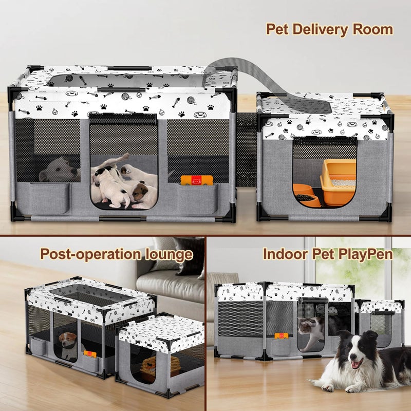 BUFOR Portable Cat Playpen, Pet Dog Playpen, Kitten Puppy Play Pen for Indoor/Outdoor, Collapsible Cats Cages Enclosed Tent with Carrying Case, PVC Pipe Frame, 600D Oxford, 39" x 24" x 22" - Image 5