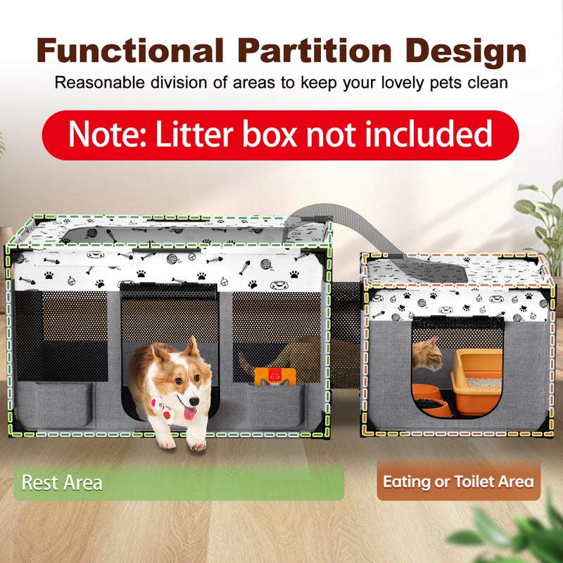 BUFOR Portable Cat Playpen, Pet Dog Playpen, Kitten Puppy Play Pen for Indoor/Outdoor, Collapsible Cats Cages Enclosed Tent with Carrying Case, PVC Pipe Frame, 600D Oxford, 39" x 24" x 22" - Image 2