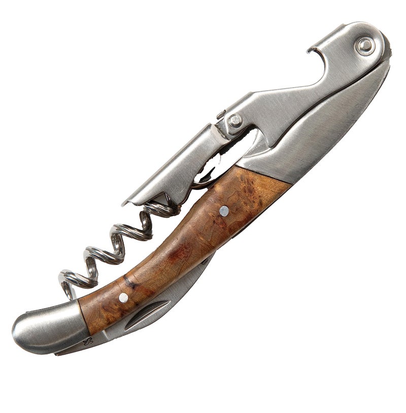 Wine Chic The Wine Chic Premium Professional Corkscrew Wine Opener with Elegant Wood Handle, Manual Wine Key with Foil Knife and Cap Bottle Opener for Bartenders, Waiters and Sommeliers - Image 1