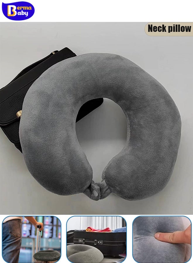 Berma Baby وسادة طائرة لدعم الرأس والرقبة، وسادة سفر، وسادة استراحة غداء المكتب، وسادة رقبة للسفر، وسادة على شكل حرف U للطائرة والسيارة، وسادة رقبة على شكل حرف U، مناسبة جدًا للسفر - Image 1