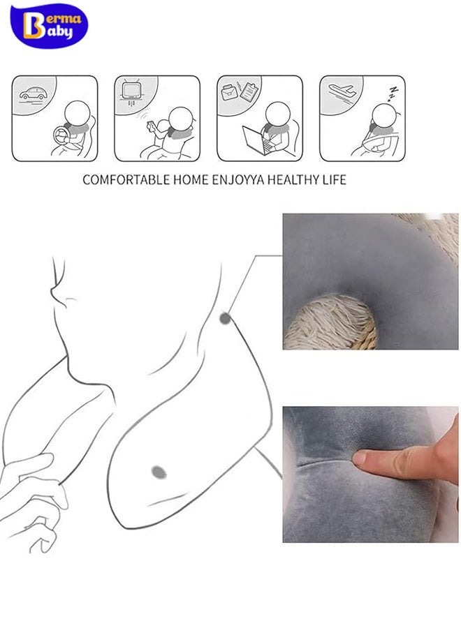 Berma Baby وسادة طائرة لدعم الرأس والرقبة، وسادة سفر، وسادة استراحة غداء المكتب، وسادة رقبة للسفر، وسادة على شكل حرف U للطائرة والسيارة، وسادة رقبة على شكل حرف U، مناسبة جدًا للسفر - Image 3