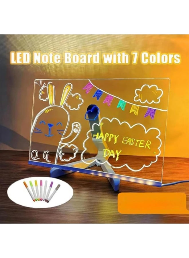 OSHIMA LED Drawing Board, Creative Magical Board with 7 Pcs Colored pen, Home Application and Painting for Doodle Glow, Acrylic Dry Erase Board with Light, 30 * 20 CM - Image 2