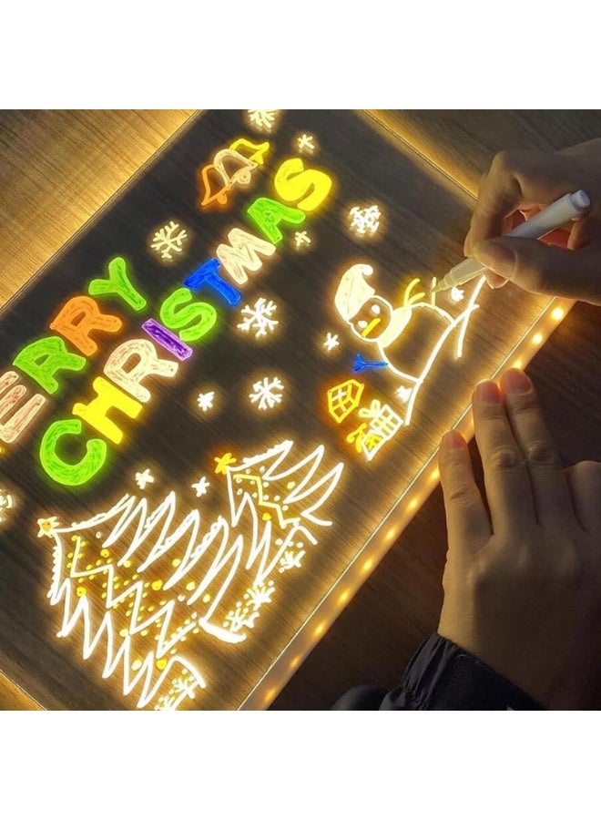 OSHIMA LED Drawing Board, Creative Magical Board with 7 Pcs Colored pen, Home Application and Painting for Doodle Glow, Acrylic Dry Erase Board with Light, 30 * 20 CM - Image 3