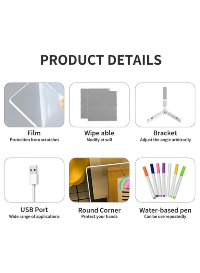 OSHIMA LED Drawing Board, Creative Magical Board with 7 Pcs Colored pen, Home Application and Painting for Doodle Glow, Acrylic Dry Erase Board with Light, 30 * 20 CM - Image 5