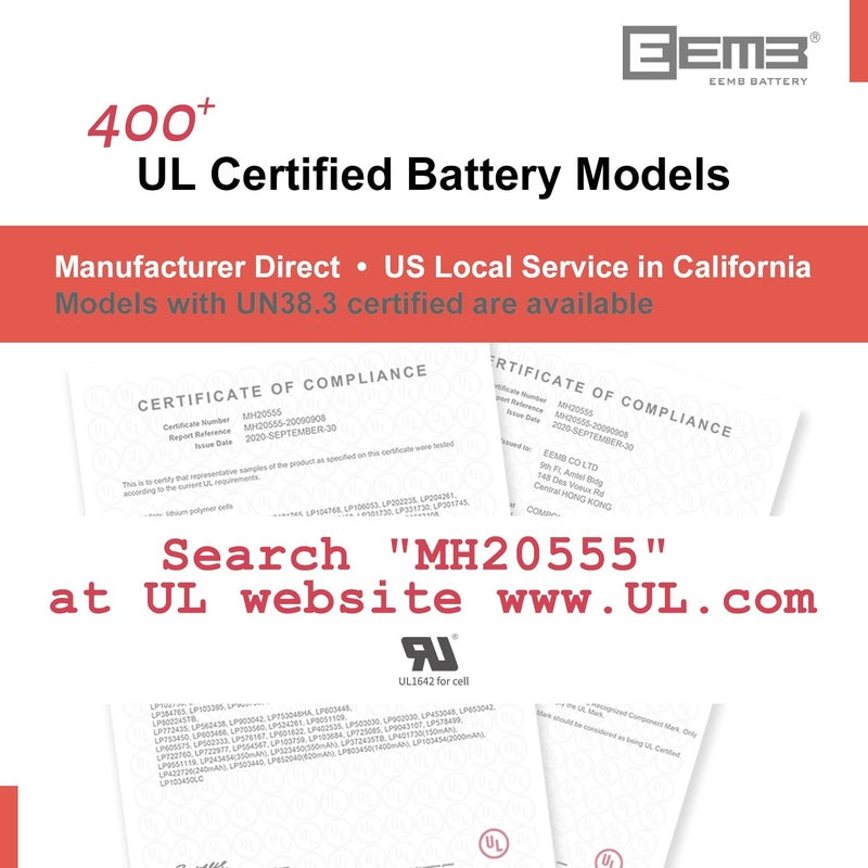 Eemb 3.7V Lipo Battery 600Mah 503042 Lithium Polymer Ion Battery Rechargeable Lithium Ion Polymer Battery With Jst Connector Make Sure Device Polarity Matches With Battery Before Purchase!!! - Image 5