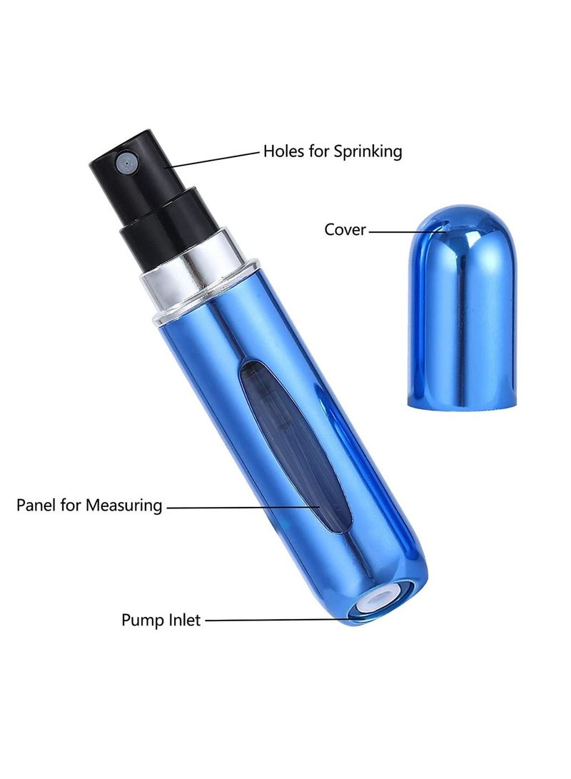 فيند عبوة بخاخ صغيرة قابلة لإعادة الملء للسفر للسفر زجاجة رذاذ عطر محمولة حقيبة سفر برائحة العطور علبة مضخة عطر فارغة عبوة من 3 زجاجات باللون البنفسجي والذهبي الأزرق - Image 2