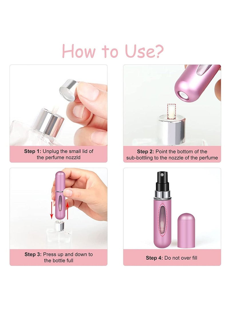فيند عبوة بخاخ صغيرة قابلة لإعادة الملء للسفر للسفر زجاجة رذاذ عطر محمولة حقيبة سفر برائحة العطور علبة مضخة عطر فارغة عبوة من 3 زجاجات باللون البنفسجي والذهبي الأزرق - Image 3