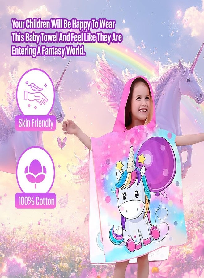 TONY STARK Poncho Towel for Kids, Beach Towel with Hoodie, 60x60cm Travel Towel for 1-7 Years Girls and Boys, Soft Microfiber Sleeved Poncho (Magical Unicorn) - Image 4
