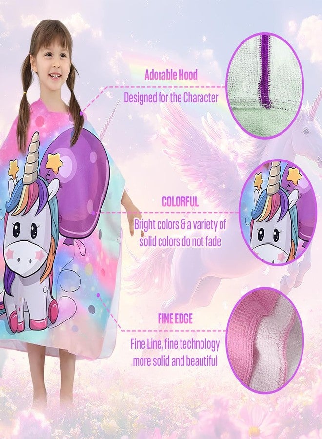 TONY STARK Poncho Towel for Kids, Beach Towel with Hoodie, 60x60cm Travel Towel for 1-7 Years Girls and Boys, Soft Microfiber Sleeved Poncho (Magical Unicorn) - Image 3