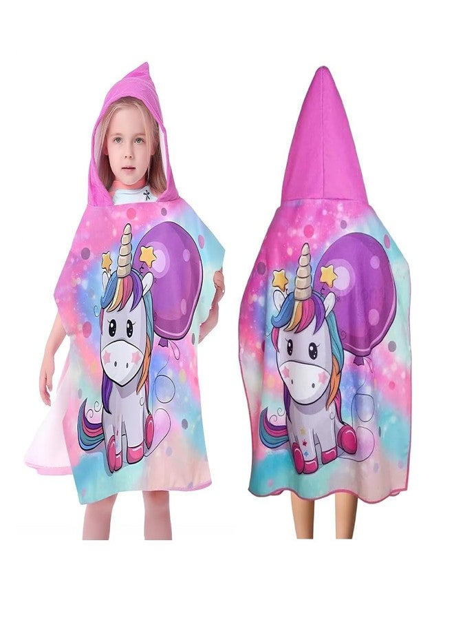 TONY STARK Poncho Towel for Kids, Beach Towel with Hoodie, 60x60cm Travel Towel for 1-7 Years Girls and Boys, Soft Microfiber Sleeved Poncho (Magical Unicorn) - Image 1