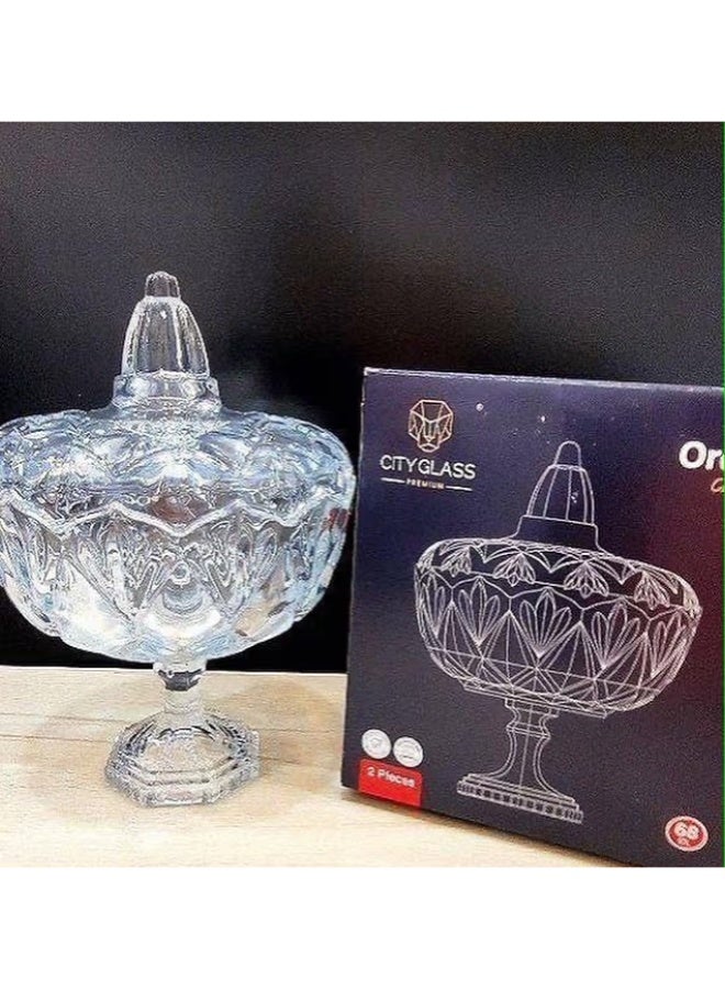 Glass bonbonniere for sweets and nuts, perfect for serving at events and as a gift. Set of 1 piece.