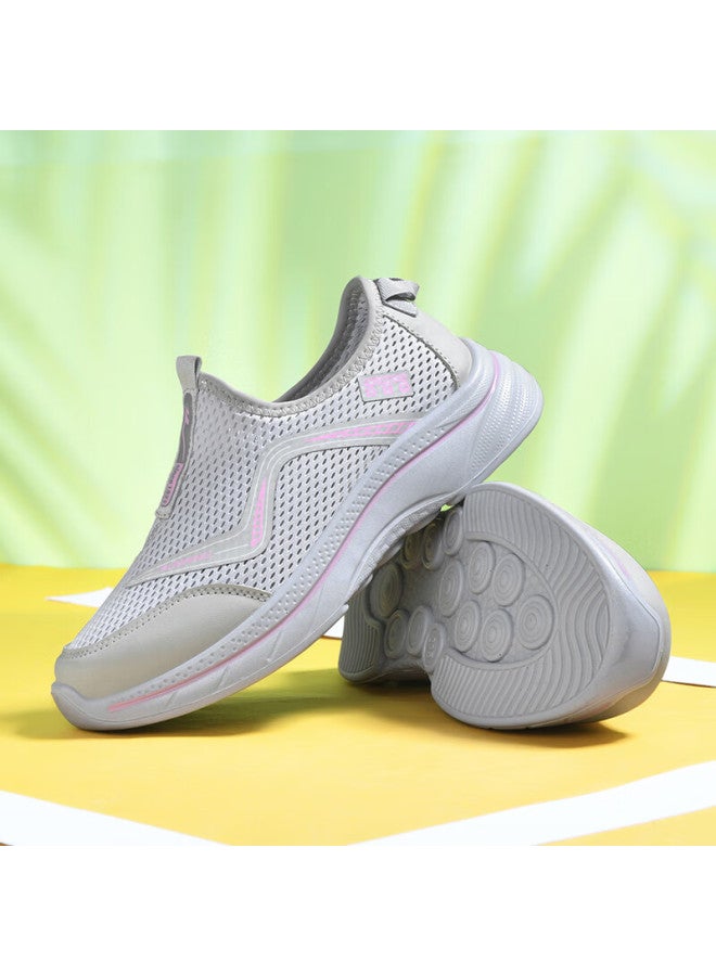 Double Star Eight Special Women's Breathable Summer Mesh Slip-on Casual Shoes Women's Lightweight Sports Shoes Soft Bottom Health Walking Shoes Gray Pink Size 38 - Image 2