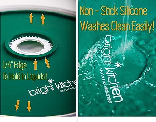 Bright Kitchen 4 Fruit Leather Silicone Dehydrator Sheets with EDGES - NON-Toxic for Nesco Round Dehydrators Lip Mold Hold Batter Liquids Fruit Roll Up Fruit Leather Circle ReUsable Flexible Non Stick - Image 4
