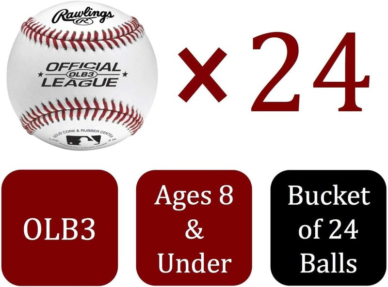 Rawlings | Official League Recreational Use Practice Baseballs | Youth/8U | OLB3 | Bucket | 24 Count - Image 2