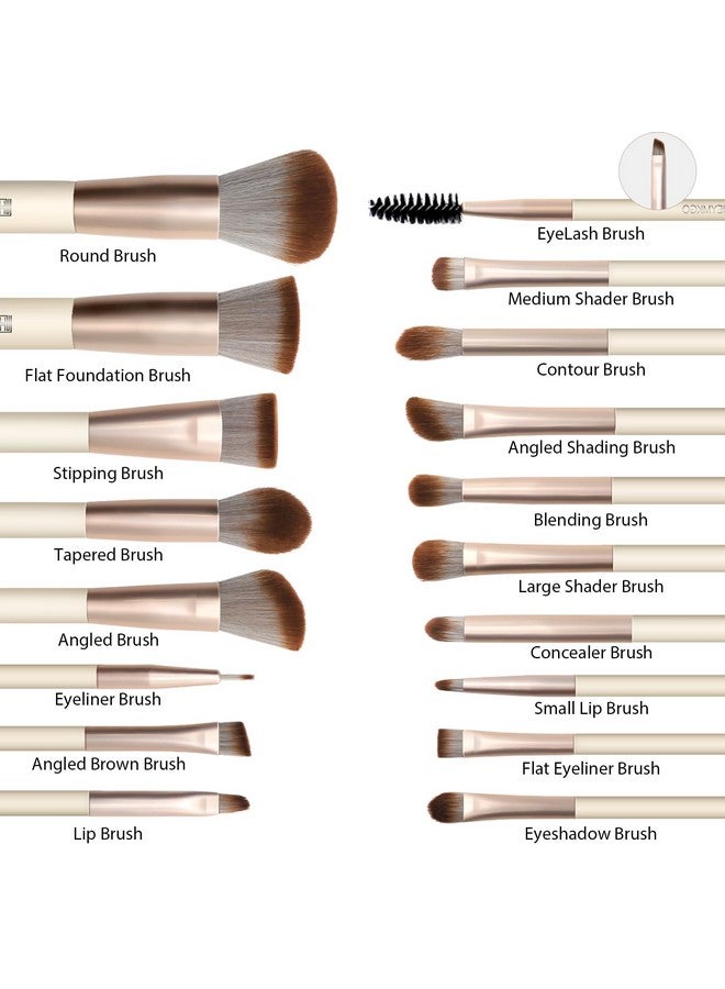HEYMKGO Makeup Brushes Set 18Pcs Professional Makeup Brushes With 2 Powder Puff & Travel Bag Premium Synthetic Foundation Powder Blush Blending Face Brush Kit Eyeshadow Set Makeup Brushes & Tools - Image 2
