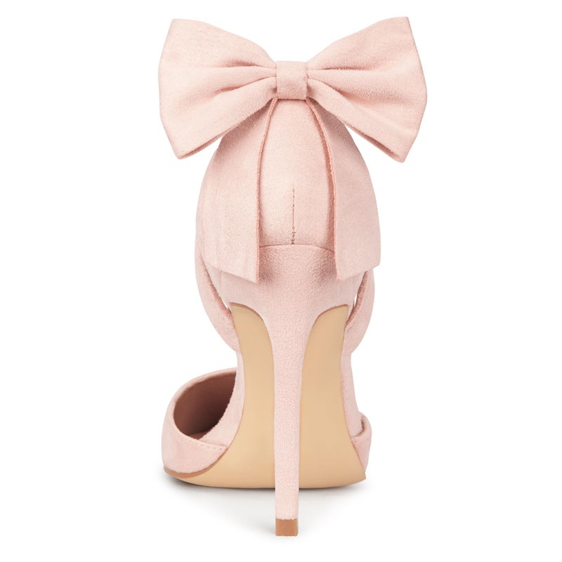 Carcuume Women's Closed Toe Heels Bow Stiletto Heel Sandals Pointed Toe Pumps Wedding Shoes, BELLEOO-Light Pink-7 - Image 4