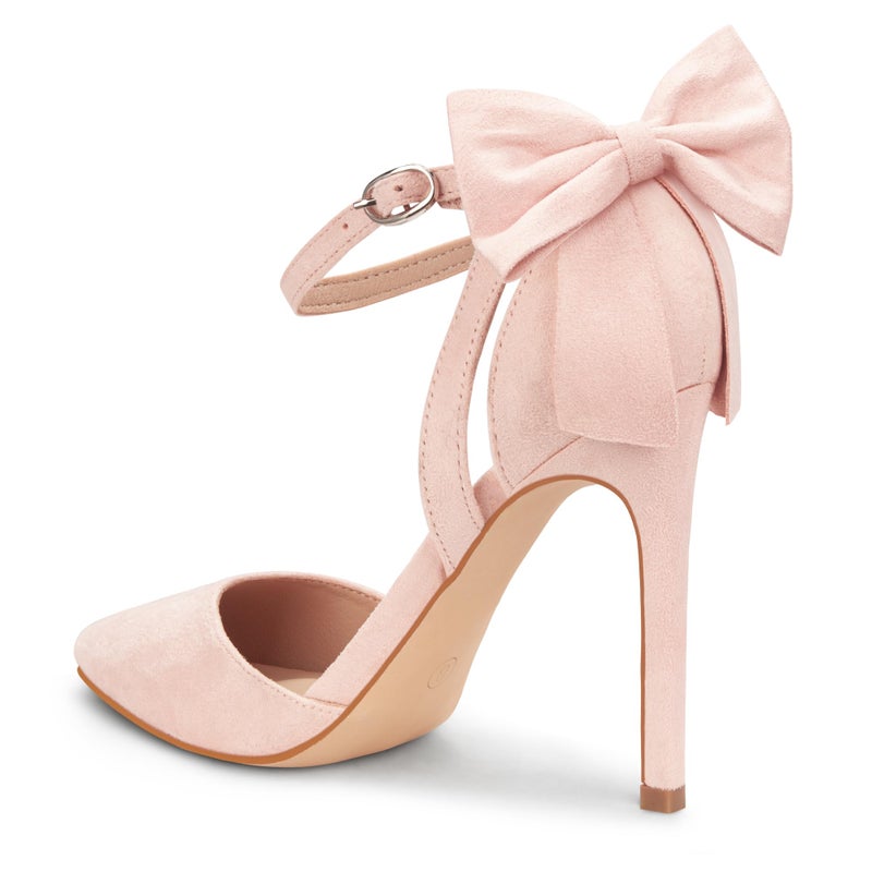 Carcuume Women's Closed Toe Heels Bow Stiletto Heel Sandals Pointed Toe Pumps Wedding Shoes, BELLEOO-Light Pink-7 - Image 3