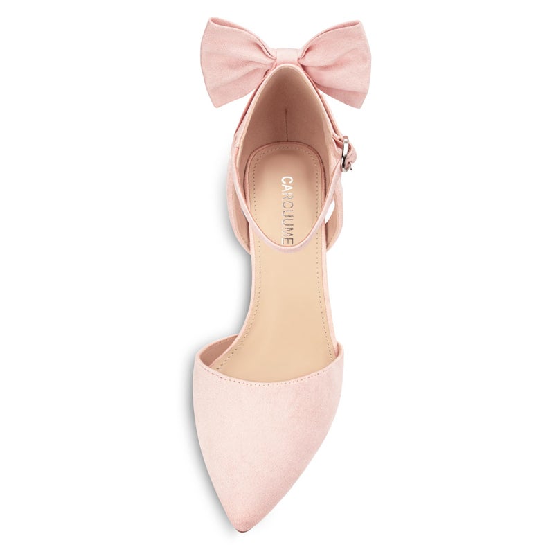 Carcuume Women's Closed Toe Heels Bow Stiletto Heel Sandals Pointed Toe Pumps Wedding Shoes, BELLEOO-Light Pink-7 - Image 2