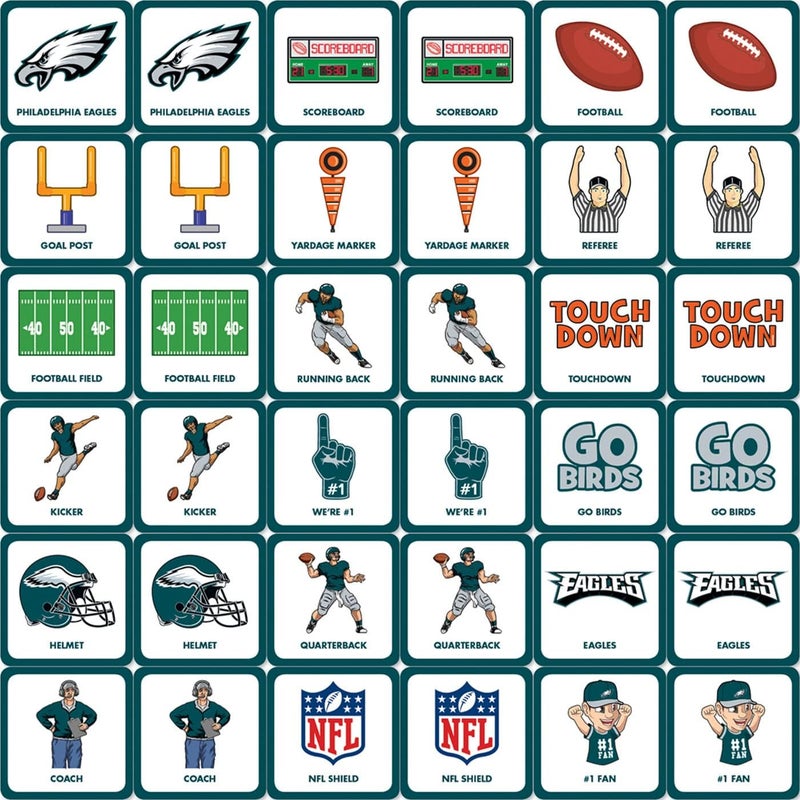 Master Pieces Sports Games - Philadelphia Eagles NFL Matching Game - Game for Kids and Family - Laugh and Learn - Image 3