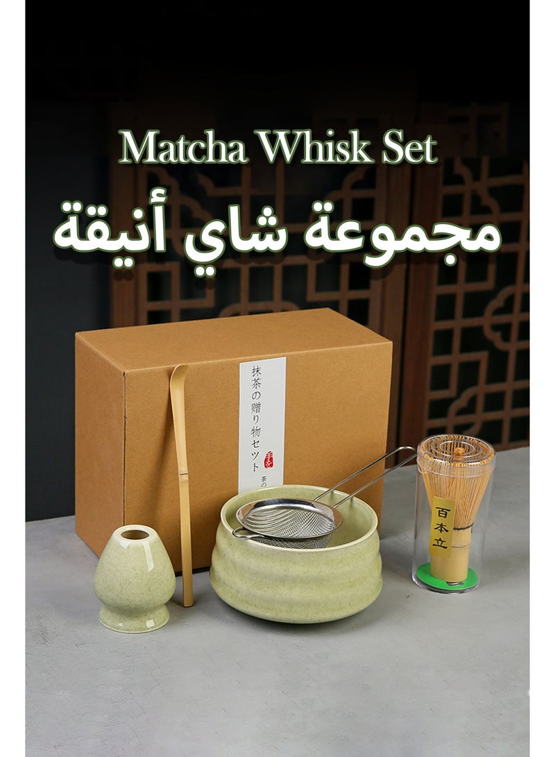 طقم خفاقة ماتشا مع وعاء سيراميك, حامل خفاقة خيزران, مغرفة ومنخل - أدوات شاي ماتشا تقليدية - Image 5