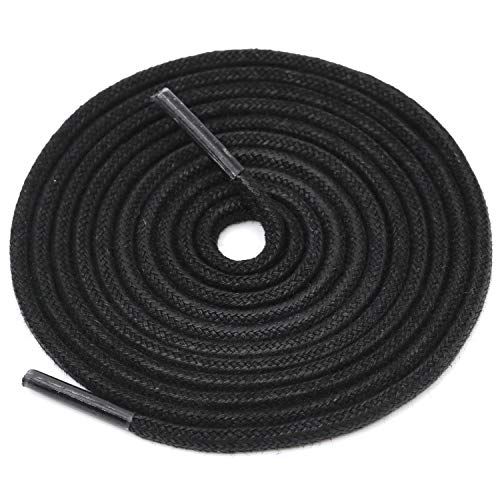 DELELE 2 Pair 47 inch Black Round Waxed Oxford Shoe Laces for Dress Shoes and Boots - Image 1