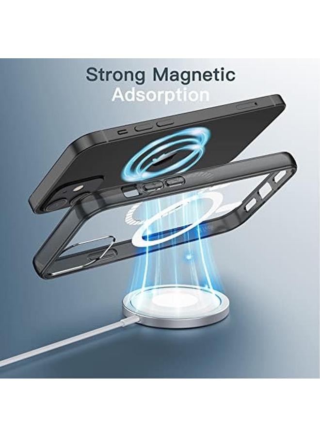 جي تيك جراب مغناطيسي لهاتف Iphone 12 Mini مقاس 5.4 بوصة متوافق مع الشحن اللاسلكي Magsafe غطاء ممتص للصدمات للهاتف مضاد للخدش بظهر شفاف أسود - Image 3