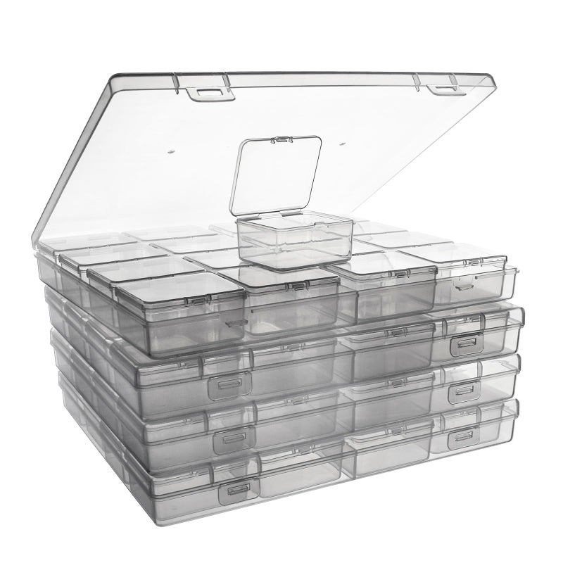 ZIIYAN Bead Storage Containers - 64 Clear Plastic Bead Organizer Boxes with Hinged Lid, Craft Organizers and Storage for Diamond Painting Art, Small Parts, Jewelry Charms - Image 1