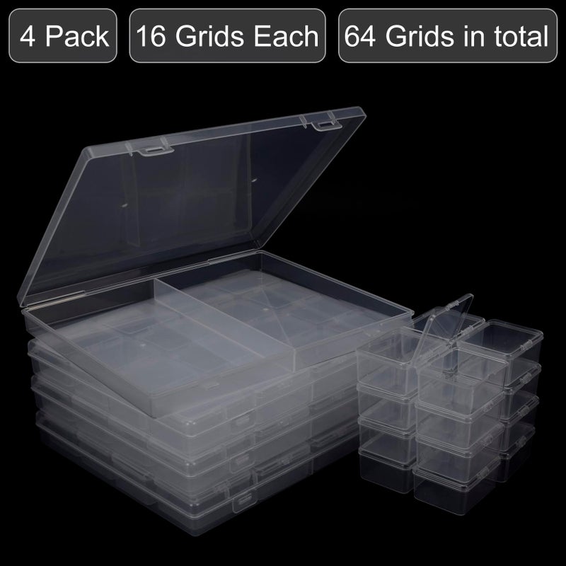 ZIIYAN Bead Storage Containers - 64 Clear Plastic Bead Organizer Boxes with Hinged Lid, Craft Organizers and Storage for Diamond Painting Art, Small Parts, Jewelry Charms - Image 3