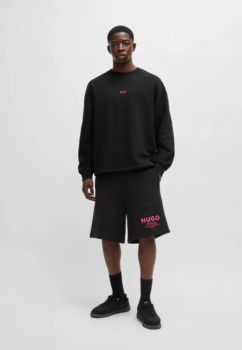 HUGO Cotton-terry sweatshirt with logo print