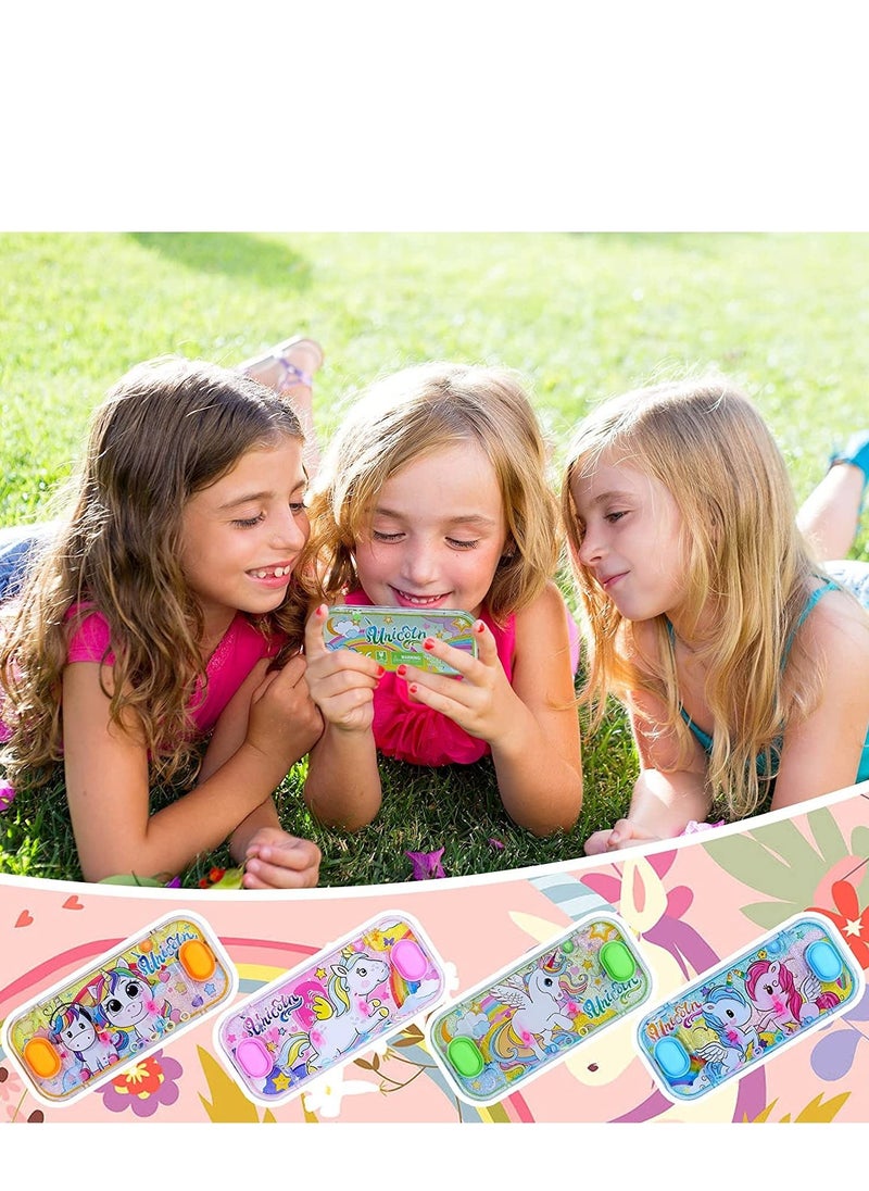 Generic Handheld Water Games for kids, 4 Packs Cute unicorn Water Toss Ring Game Aqua Toy  - Image 1