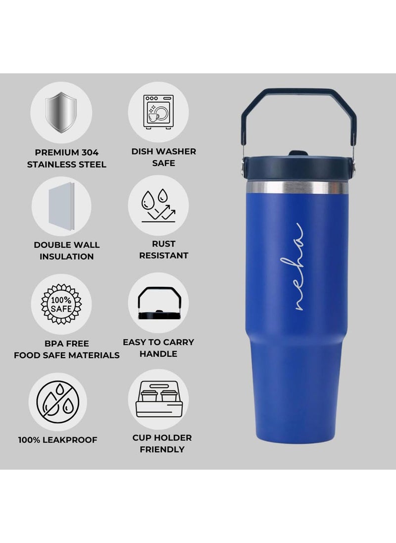 Nutcase Nutcase Personalized Tumbler Bottle with Straw Double Wall Vacuum Bottle with Handle 900ml  - Image 4
