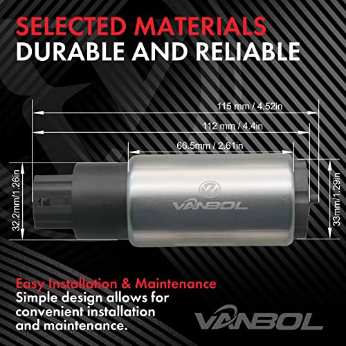 VANBOL Electric Fuel Pump Install Kit Fit Toyota Pontiac Scion Nissan Lexus Honda Ford High Flow Universal Automotive 12v Gasoline Replaces Compatible E2068 GSS341 E8229 E8577M SP8022M E8213 EFP382A - Image 4