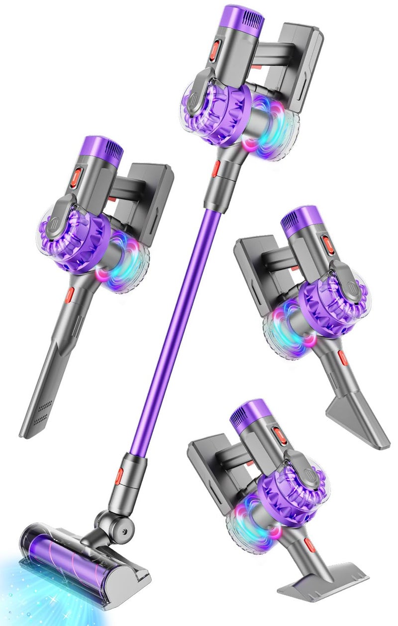 BLAXTEM 4in1 Toy Kids Vacuum That Works with Suction Electric Toy Toddler Vacuum Cleaner for Children Ages 3 4 5 6 Boys GirlsToddlers Toys Cleaning Set for Pretend Play Purple - Image 3