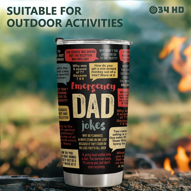 34HD Dad Jokes Tumbler with Lid  20oz Stainless Steel Vacuum Insulated Funny Coffee Mug  Daddy Drinking Cup  Birthday Christmas Father Day Gifts for New Papa Bonus Dad Husband Grandpa - Image 2