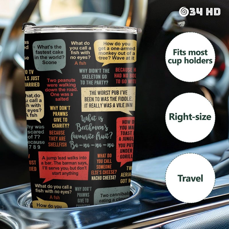 34HD Dad Jokes Tumbler with Lid  20oz Stainless Steel Vacuum Insulated Funny Coffee Mug  Daddy Drinking Cup  Birthday Christmas Father Day Gifts for New Papa Bonus Dad Husband Grandpa - Image 5