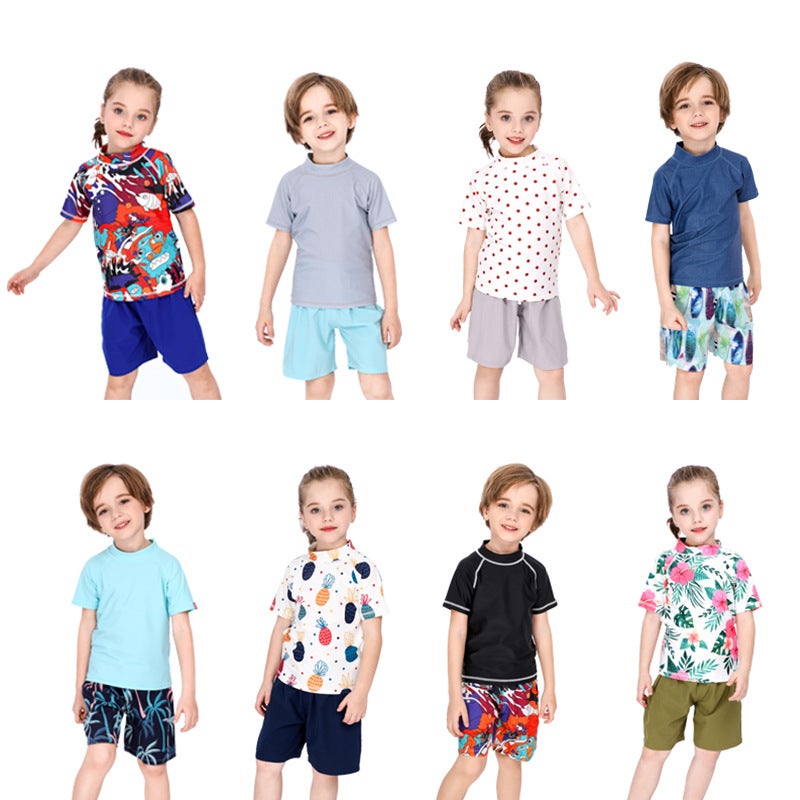 Children's Casual Beach Clothes Short-sleeved Girls' Middle and Big Children's Split Sunscreen Swimsuit Loose Beach Pants for Vacation - Image 2