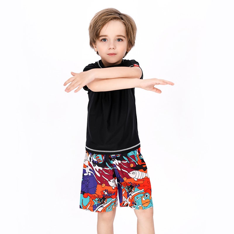 Children's Casual Beach Clothes Short-sleeved Girls' Middle and Big Children's Split Sunscreen Swimsuit Loose Beach Pants for Vacation - Image 5