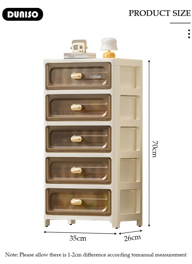 DUNISO - 5 Layer Drawer Storage Cabinet, Storage Organizer Drawer, Drawer Stackable Storage Bins, Closet Organizers and Storage Cabinet, Collapsible Storage Bins, Bedroom, Sitting Room, Bathroom, Living Room - Image 1