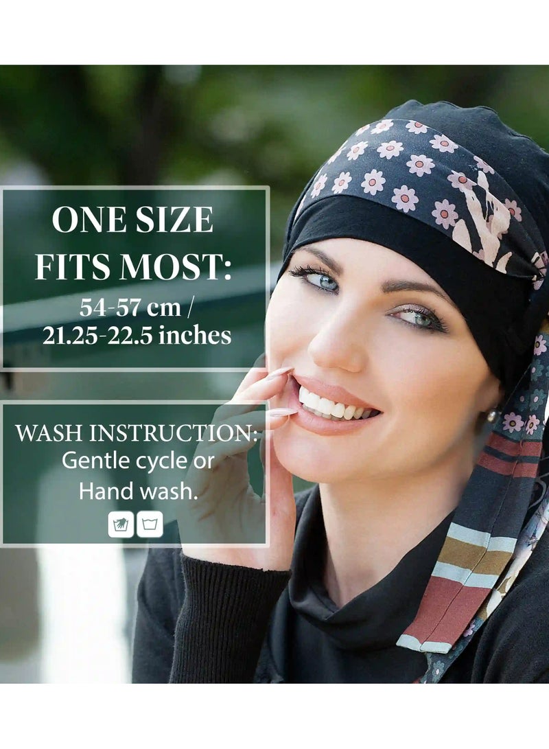Rung Yanna Black Blush Fiori Bamboo Fabric Headwear for Women - Image 3