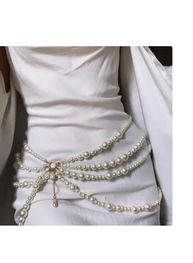 Multi Layer Pearl Tassel Waistband  - Image 1